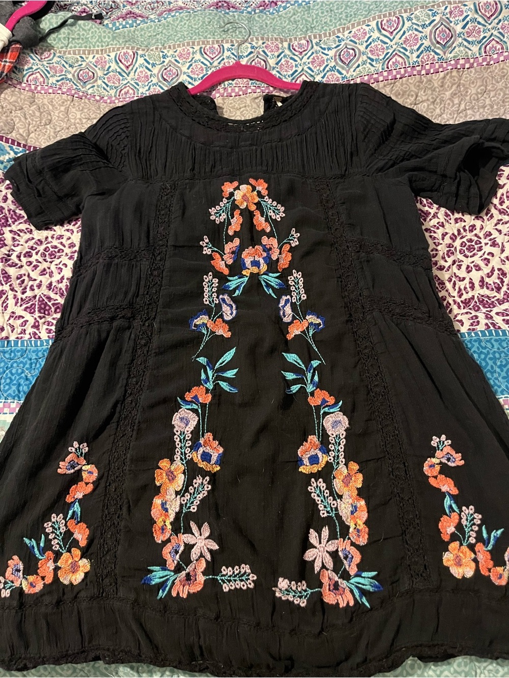 Free People Black Embroidered Dress
